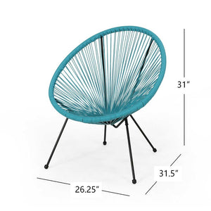 English Elm Anson Outdoor Accent Chairs Set of 2 Woven Rattan Basket Seat Patio Lounge Pair Teal N773P404950T