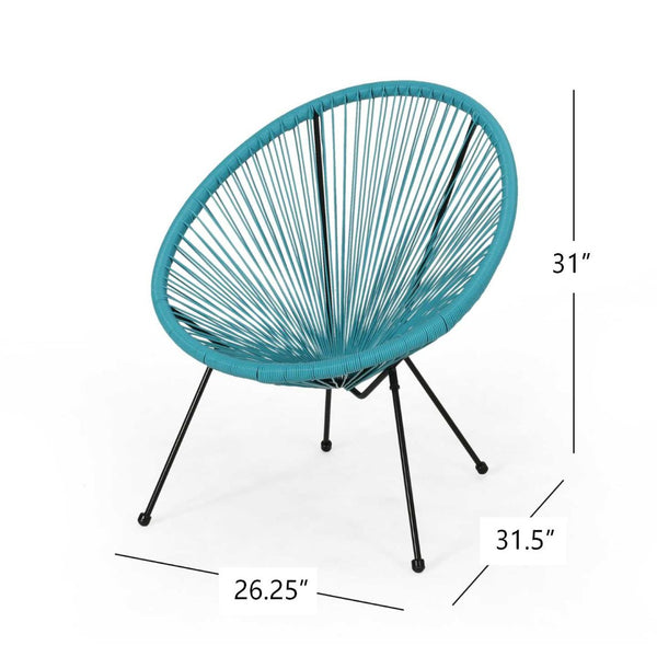 English Elm Anson Outdoor Accent Chairs Set of 2 Woven Rattan Basket Seat Patio Lounge Pair Teal N773P404950T