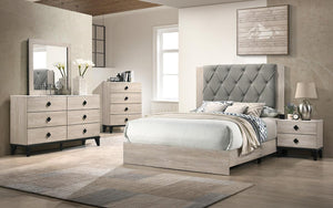 English Elm Smithson Cream Two-Drawer Nightstand — Mid-Century Colorblock Design, Spacious Storage, Rhombic Pulls SR015456