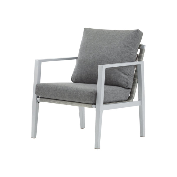 English Elm Christopher Knight Home® - Silver Aluminum Lounge Chair with Gray Cushions, Rope Accents, Weather-Resistant Frame for Patio Comfort and Style N767P237034W