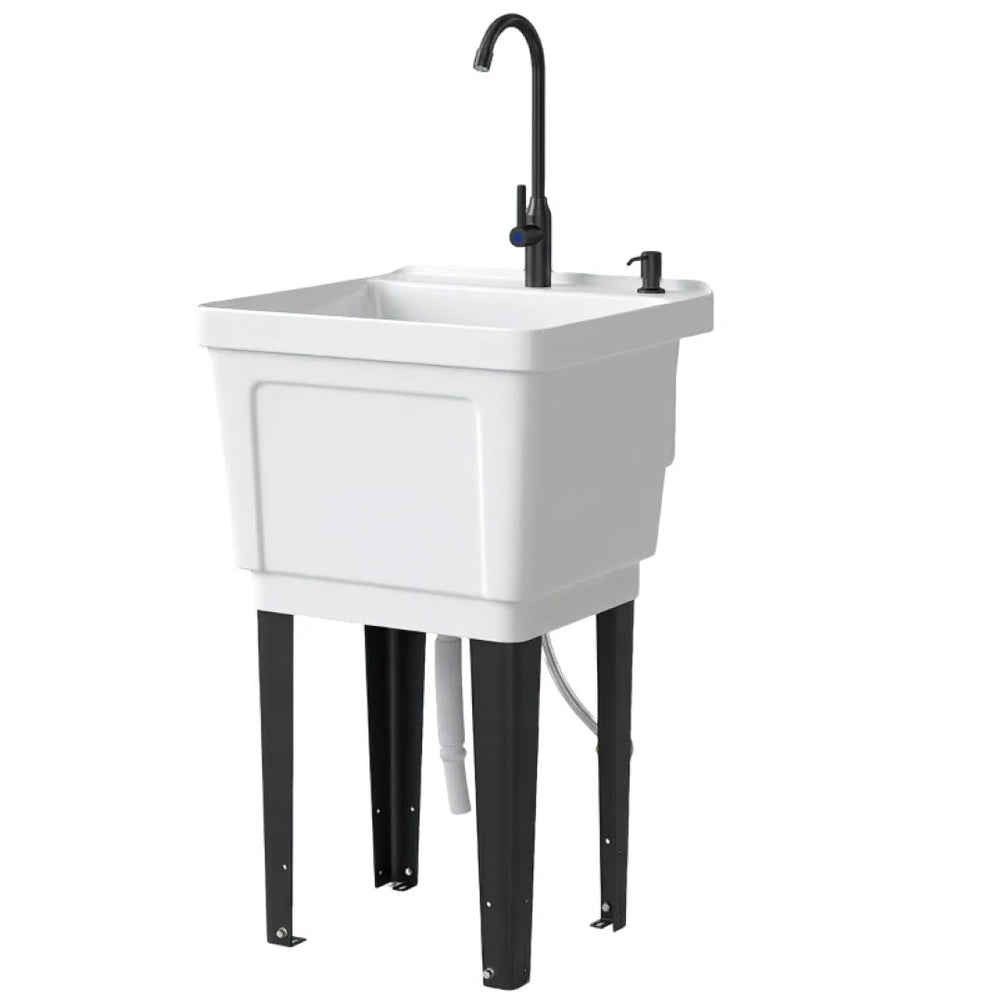 English Elm Flexible Freestanding Sink Station with Soap Dispenser for Outdoor Camping Worksites White T3971P500171