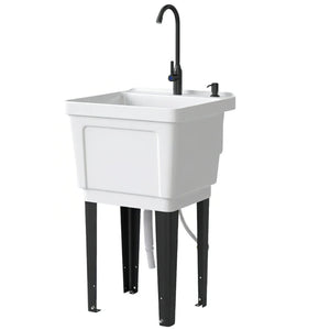 English Elm Flexible Freestanding Sink Station with Soap Dispenser for Outdoor Camping Worksites White T3971P500171