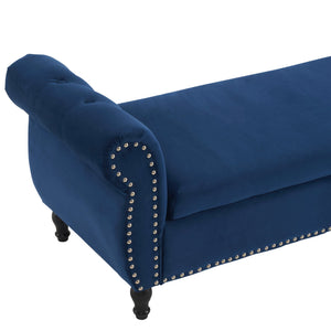 English Elm Christopher Knight Home® - Velvet Luxe Storage Ottoman Bench with Nailhead Trim and Plush Cushion — Durable, Spacious Seating Antique Navy Blue N769P186110N