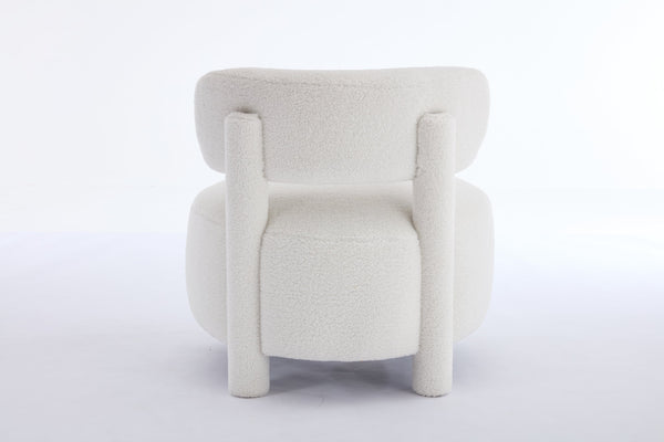 English Elm 063-Teddy Plush Teddy Fabric Armless Accent Chair with 13" Cushion, Wingback Comfort & Solid Wood Legs for Cozy Spaces White W527P308798