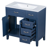 English Elm 36" Bathroom Vanity With Sink Combo, Blue Bathroom Cabinet With Drawers, Solid Frame and Mdf Board