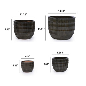 English Elm Set of 4 Fluted Ceramic Flowerpot with Hand-Glazed Finish, High-Temp Fired Durable Planters for Patio W3273P321575