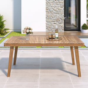 English Elm Christopher Knight Home® - 69" Acacia Wood Outdoor Dining Table with Slatted Top for Easy Drainage, Durable 300 lb Capacity, Stylish Patio Entertaining Brown N779P234500B