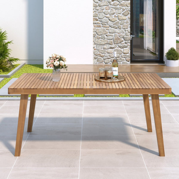 English Elm Christopher Knight Home® - 69" Acacia Wood Outdoor Dining Table with Slatted Top for Easy Drainage, Durable 300 lb Capacity, Stylish Patio Entertaining Brown N779P234500B