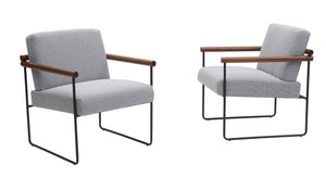 English Elm Modern Boucle Accent Armchair - Stylish Gray Upholstered Lounge Chair For Cozy Living Spaces T3903P372605