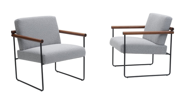 English Elm Modern Boucle Accent Armchair - Stylish Gray Upholstered Lounge Chair For Cozy Living Spaces T3903P372605