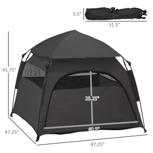 English Elm Dog Pop-up Shade Tent with Oxford Fabric Ventilation Windows and Ground Pegs Carry Bag T3971P407049