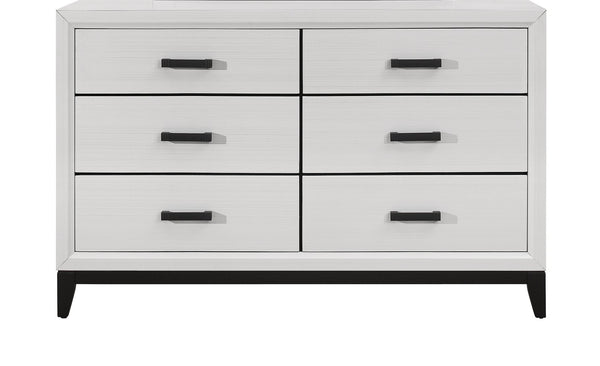English Elm MIRAGE Solid Wood Chest with 5 Smooth-Glide Drawers, Durable MDF Build and Matte Black Hardware White 60.28 L x 18.58 W x 35.35 H B201P226180