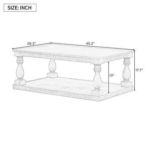 English Elm U_Style Vintage Coffee Table With Artistic Vase Legs & Luxurious Pine Veneer For Elegant Spaces N711P256967B-GIGA