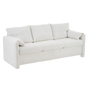 English Elm 004-Modern Plush 3-Seater Chenille Sofa 77" — Deep Seat, High-Density Foam, 750LB Capacity, Ivory White W2636P232362