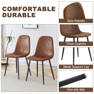 English Elm 1 Contemporary 5-Piece Dining Set With Glass Tabletop & Brown Fabric Chairs For Modern Spaces W1151S04023