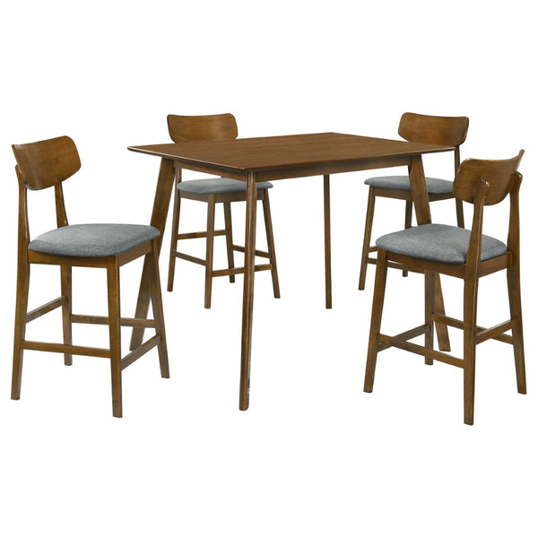English Elm Aston Mid-century Counter Height Dining Set Walnut Finish Bentwood Chairs for Kitchen B062S01657
