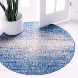 Unique Loom Outdoor Modern Ombre Machine Made Abstract Rug Blue, Ivory 13' 0" x 13' 0"