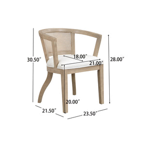 English Elm Christopher Knight Home® - Dining Armchairs Set Of 2 - Elegant Cream Upholstered Chairs With Cane Back For Stylish Comfort N771P290371A