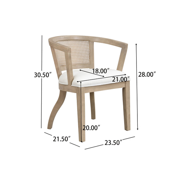 English Elm Christopher Knight Home® - Dining Armchairs Set Of 2 - Elegant Cream Upholstered Chairs With Cane Back For Stylish Comfort N771P290371A