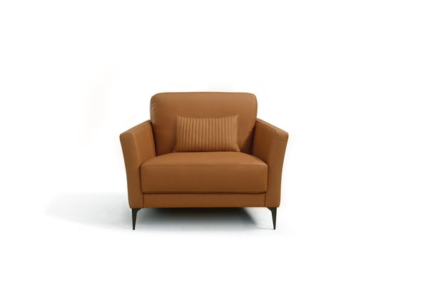 English Elm Tussio Italian Genuine Leather Accent Chair with Pillow Firm Structured Seating B2726P457659
