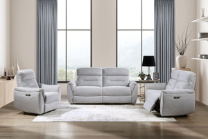 English Elm Eastre Gray Chenille 3-Piece Power Motion Living Room Set with USB & Type-C Ports, Reclining Comfort B2726S00525