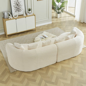 English Elm Curved Chenille Sectional Sofa Oversized Four Seat Cloud Foam Living Room Lounge W3505P355585