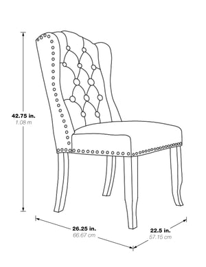 OSP Home Furnishings Jessica Tufted Wing Dining Chair Navy