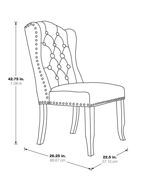 OSP Home Furnishings Jessica Tufted Wing Dining Chair Navy