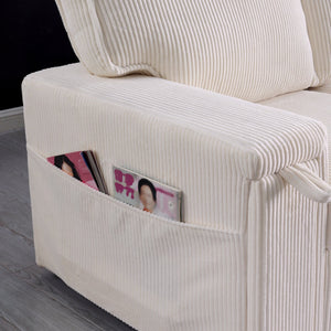 English Elm Upholstery Sleeper Sectional Sofa With Hidden Bed & Storage – Modern Beige Chenille Comfort Solution W1099S00150-GIGA