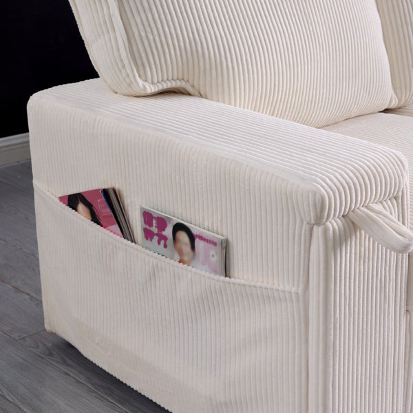 English Elm Upholstery Sleeper Sectional Sofa With Hidden Bed & Storage – Modern Beige Chenille Comfort Solution W1099S00150-GIGA