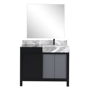 English Elm Black & Grey Bathroom Vanity Set With Castle Grey Marble Top, Gun Metal Faucet & 34" Mirror Included B2731S01351