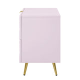 English Elm Pink High Gloss 2-Drawer Nightstand