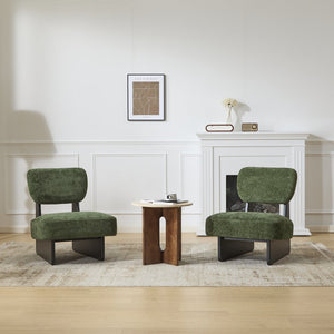 English Elm Christopher Knight Home® - [Set of 2] Modern Lounge Chair with Polyester Upholstery and Solid Wood Base — Minimalist Comfort for Home Black+Green N767P241702G