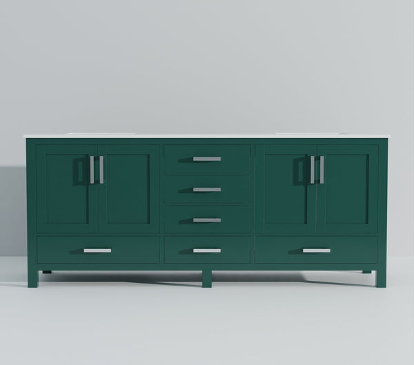 English Elm Green Double Bath Vanity 80" W x 22" D with Cultured Marble Top, Solid Wood, Soft-Close Drawers, Storage B2731P259145