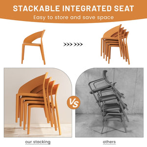 English Elm Summer Polypropylene Round Dining Set Stackable Chairs Uv Resistant Indoor Outdoor Patio Tropical Orange,White W3450S00027