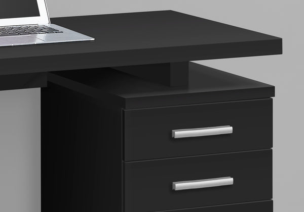 English Elm Computer Desk with Reversible Drawer Unit and Floating Top, 3-Drawer Storage, Modern Office Compact Workstation Black 52 L x 27 W x 8 H B2710P219901