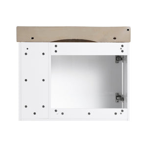 English Elm 28'' Floating Bathroom Vanity with Ceramic Sink Soft Close Door Melamine Cabinet Glossy White W999P426642