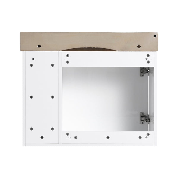 English Elm 28'' Floating Bathroom Vanity with Ceramic Sink Soft Close Door Melamine Cabinet Glossy White W999P426642
