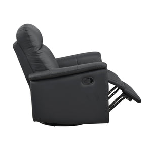 English Elm Black Swivel Glider Recliner Chair in Top Grain Leather Match, Plush Padded, 360° Swivel & Manual Recline B011P329274