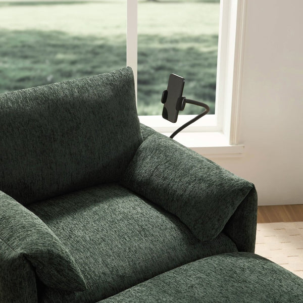 English Elm 37" Oversized Chenille Armchair with Ottoman Usb Charging Pocket Spring Living Room Green N723P387145F
