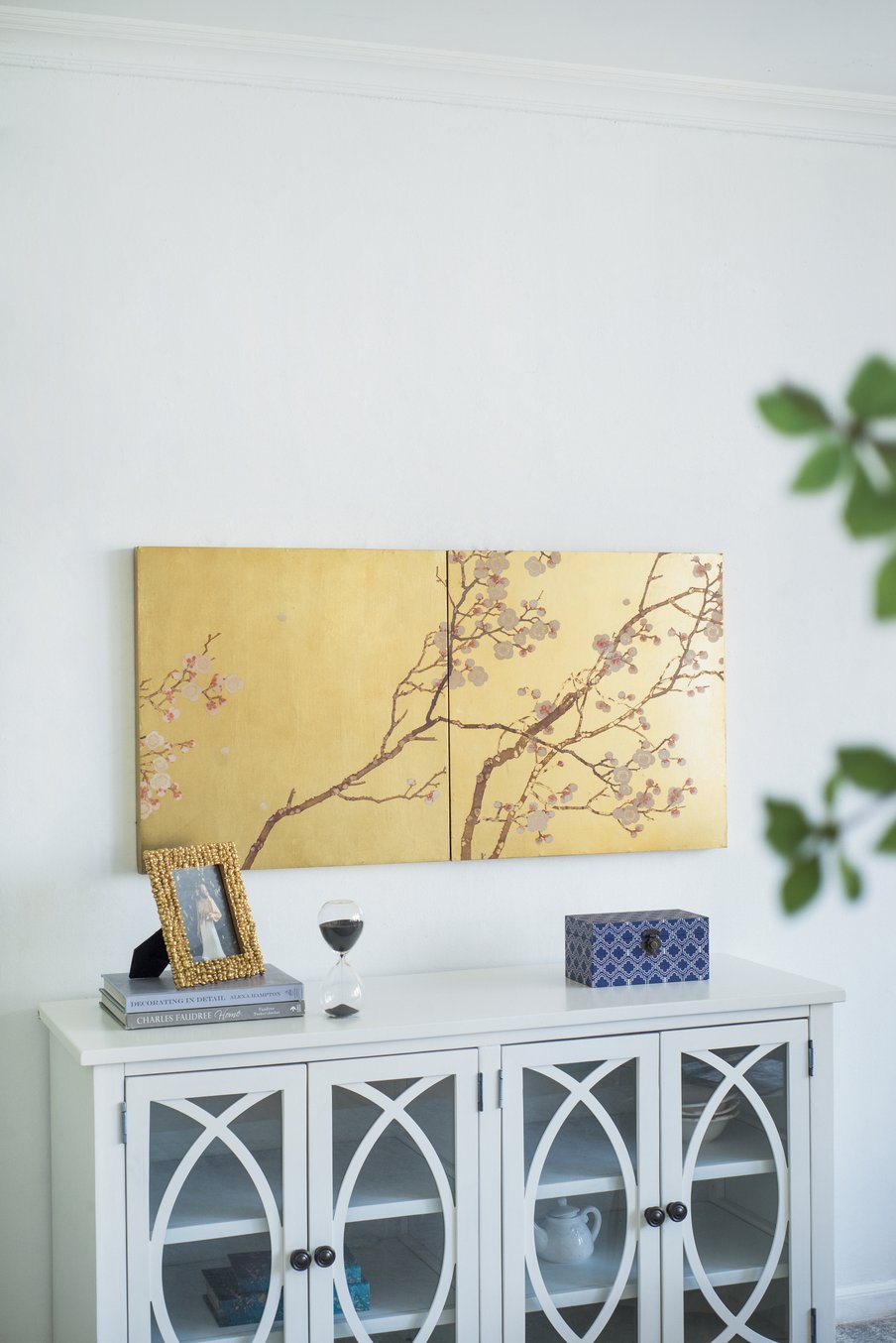 English Elm S/2 Cherry Tree Panel Wall Art Set - Gold Pink Brown Floral Landscape for Living Room & Bedroom Decor W2078P313337