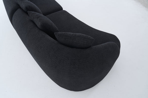 English Elm Compression Foam Curved Sectional Chenille Sleeper Sofa for Modern Living Rooms W2231S00051