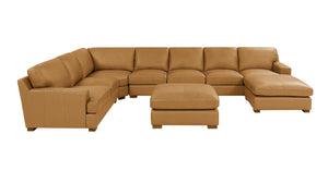 English Elm Leather Match Modular Sectional Sofa Top Grain Upholstered L Shaped Living Room Ginger B2748S00031