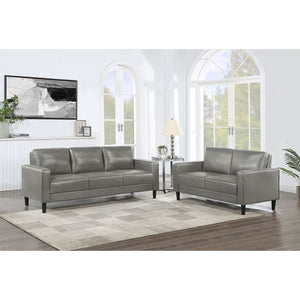 English Elm Farallone Grey 2-Piece Sofa Set - Modern Faux Leather Comfort With Stylish Track Arms For Any Space B062S01271