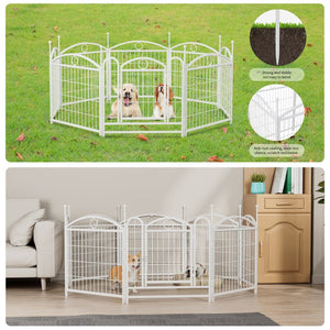 English Elm Dog Playpen 8 Panel Heavy Duty Iron Pet Enclosure Foldable Indoor Outdoor Exercise Pen W368P233997