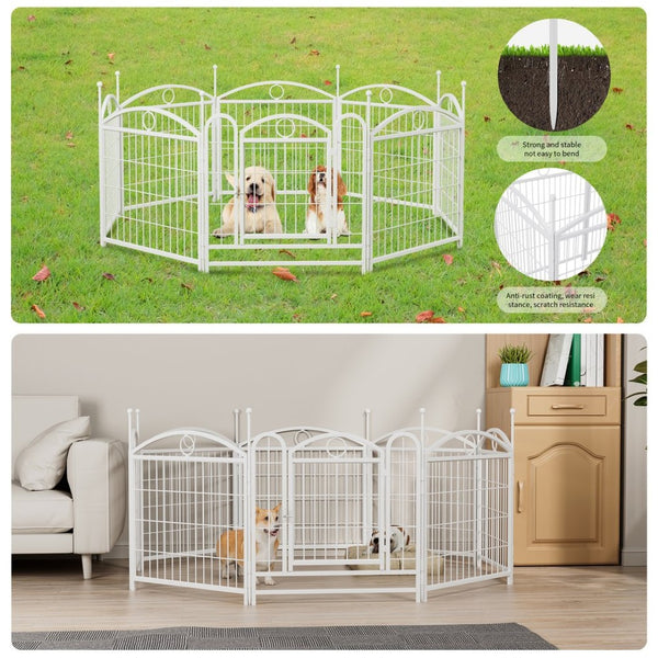 English Elm Dog Playpen 8 Panel Heavy Duty Iron Pet Enclosure Foldable Indoor Outdoor Exercise Pen W368P233997