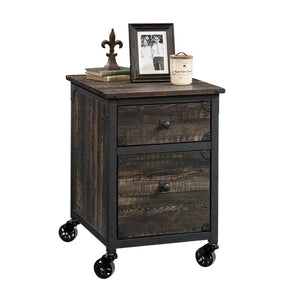 English Elm File Pedestal Rolling Cabinet Dark Oak Finish Metal Frame Home Office Storage B356P354418