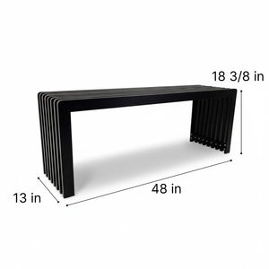 English Elm Dune Slatted Aluminum Outdoor Bench with Rounded Edges for Patio or Garden Black B2755P462212