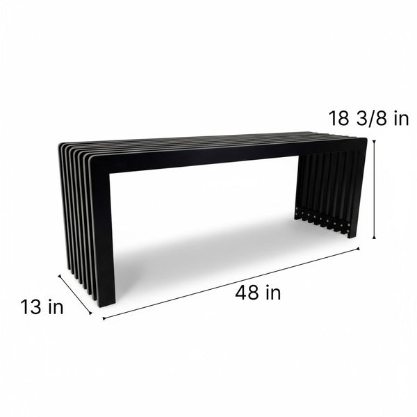 English Elm Dune Slatted Aluminum Outdoor Bench with Rounded Edges for Patio or Garden Black B2755P462212