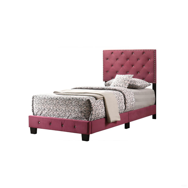 English Elm Charming Velvet Twin Bed with Hidden Storage Drawers, Casual Solid Frame, Easy Assembly Comfort Cherry 24.6 L x 44 W x 5.5 H B078108012